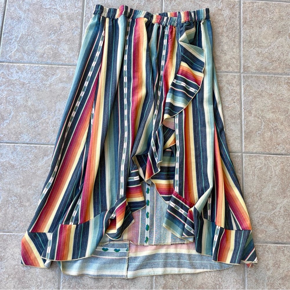 Giddy Up Glamour Southwest Serape Ruffle Maxi Skirt Size 3X